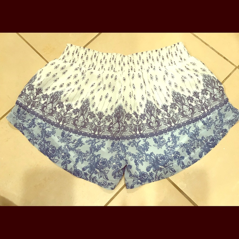 Blue and white floral shorts